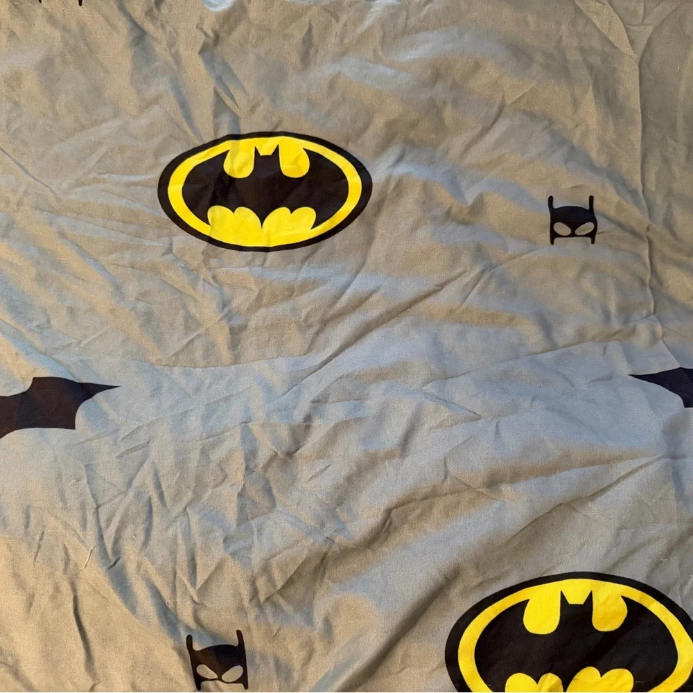 Batman Logo Bedding Duvet Cover - Gray with Black & Yellow Bat Symbols